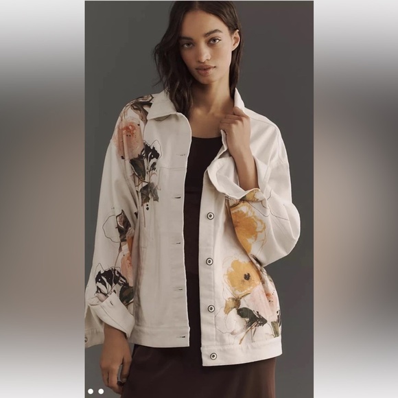 Anthropologie The Weston Denim Boyfriend Jacket By Pilcro Leigh Viner Edition